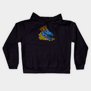 Crown and gold coins - Royalcore wolf skull Kids Hoodie